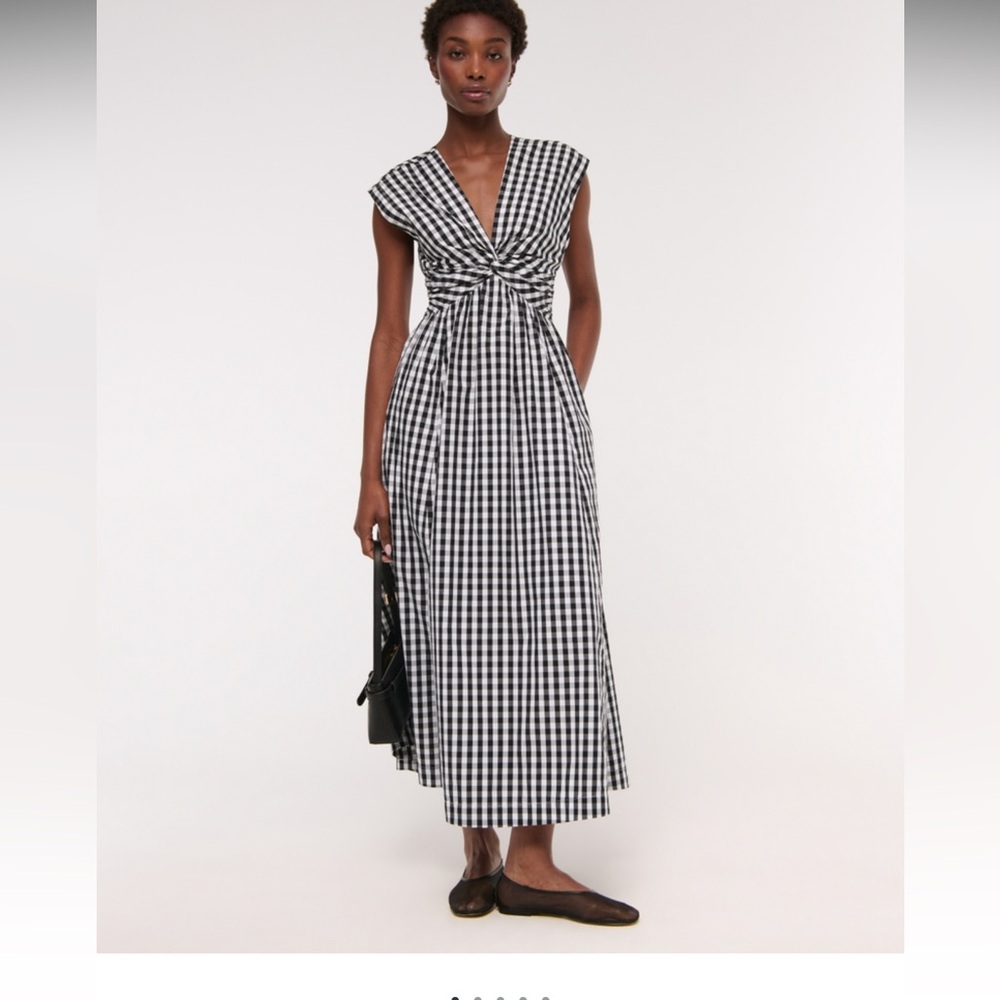 Abercrombie & Fitch Black and White Gingham Maxi Dress